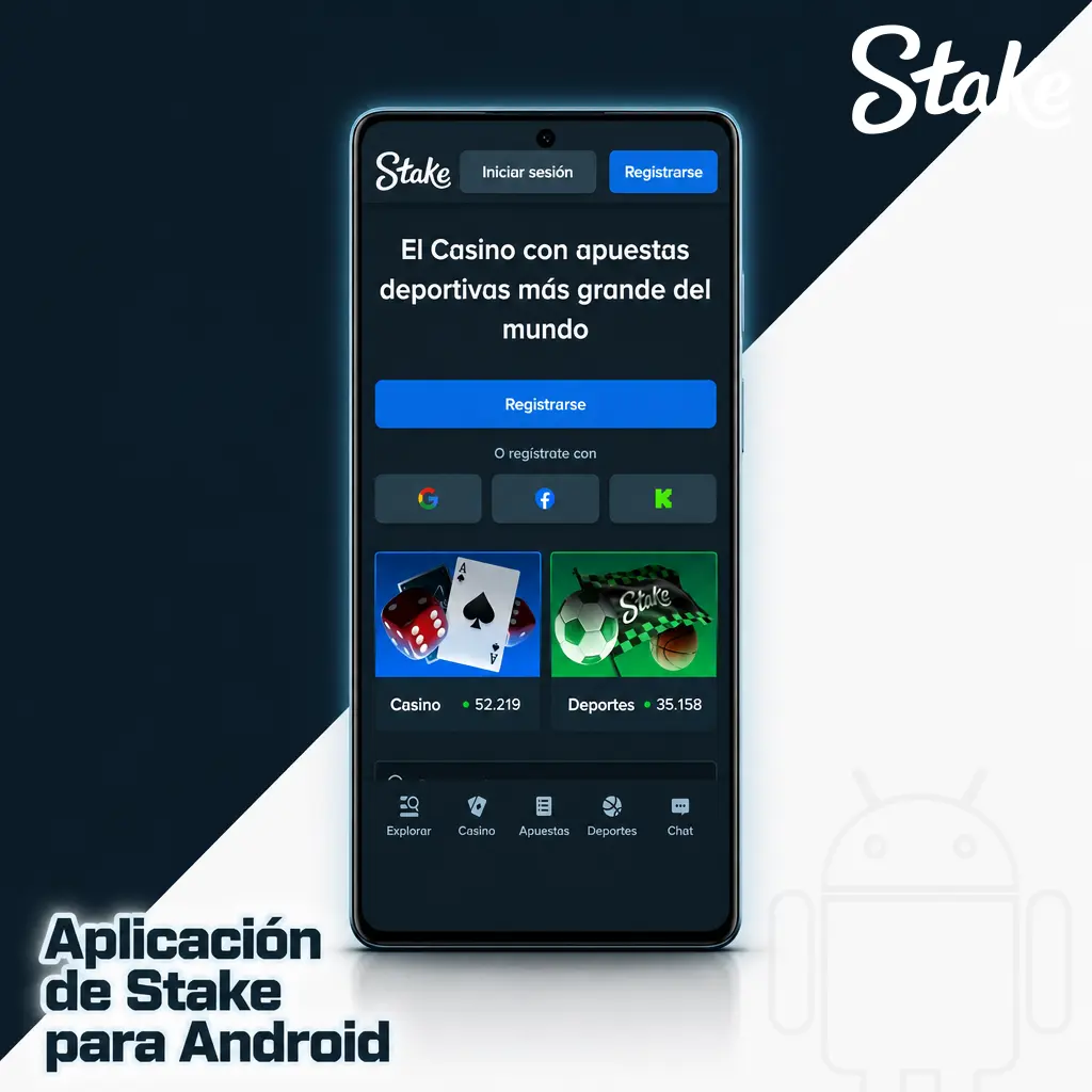 Aplicación de Stake para Android, requiere versión 8.0 o superior y 80 MB de espacio libre para instalar