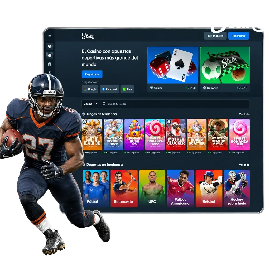 Apuestas de fútbol americano en Stake Argentina: NFL, Super Bowl, NCAA y NFL Draft con cuotas competitivas y apuestas en vivo.