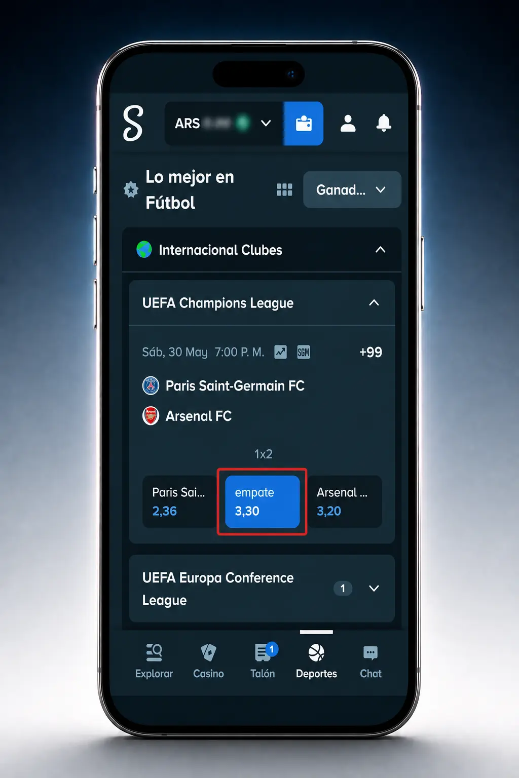 Apuestas de hockey sobre hielo en la app de Stake: cuotas en vivo, avisos de gol y cash out para Android e iOS.