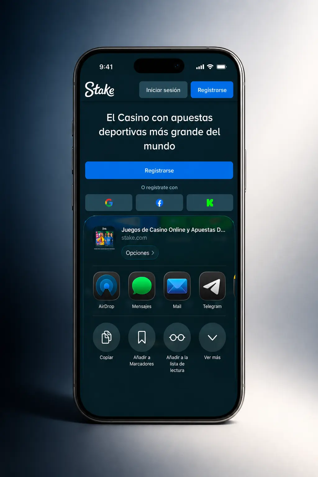 Pasos para descargar e instalar la app PWA de Stake en iPhone desde Safari usando "Agregar a pantalla de inicio".
