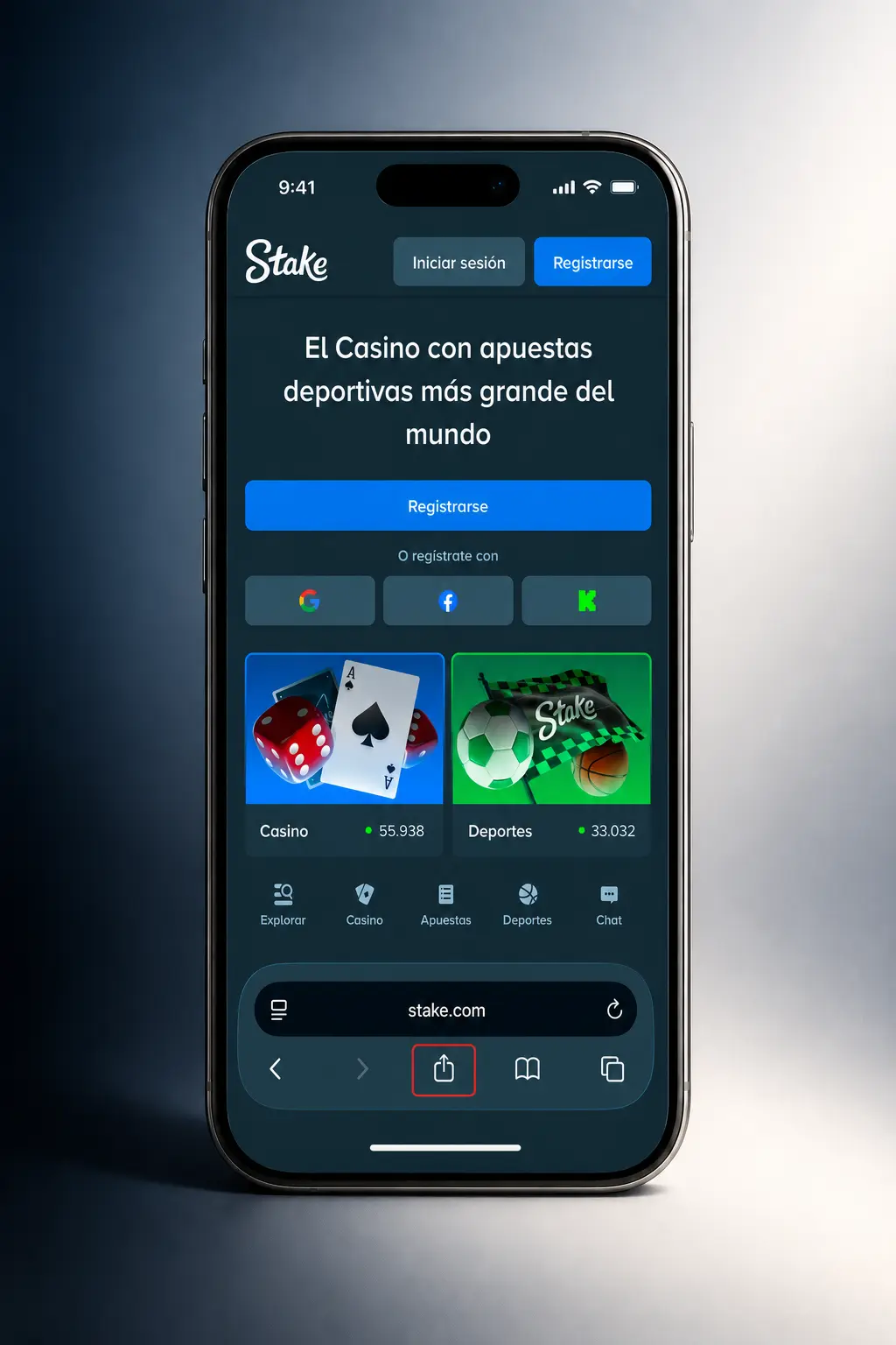 Pasos para descargar e instalar la app PWA de Stake en iPhone o iPad usando el navegador Safari