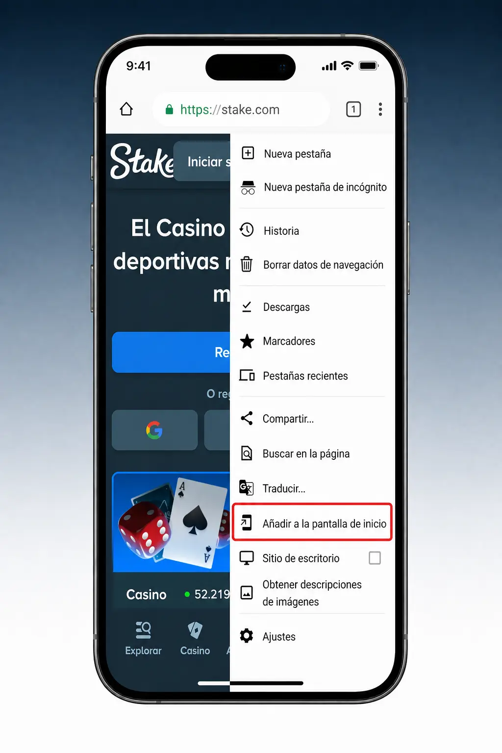 Cómo iniciar sesión en Stake desde la aplicación móvil