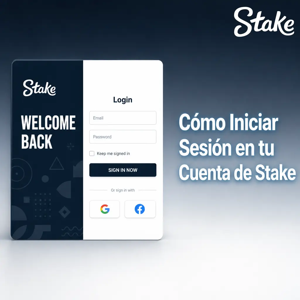Pantalla de inicio de sesión en Stake mostrando campos para correo electrónico y contraseña, con opciones de acceso alternativo.