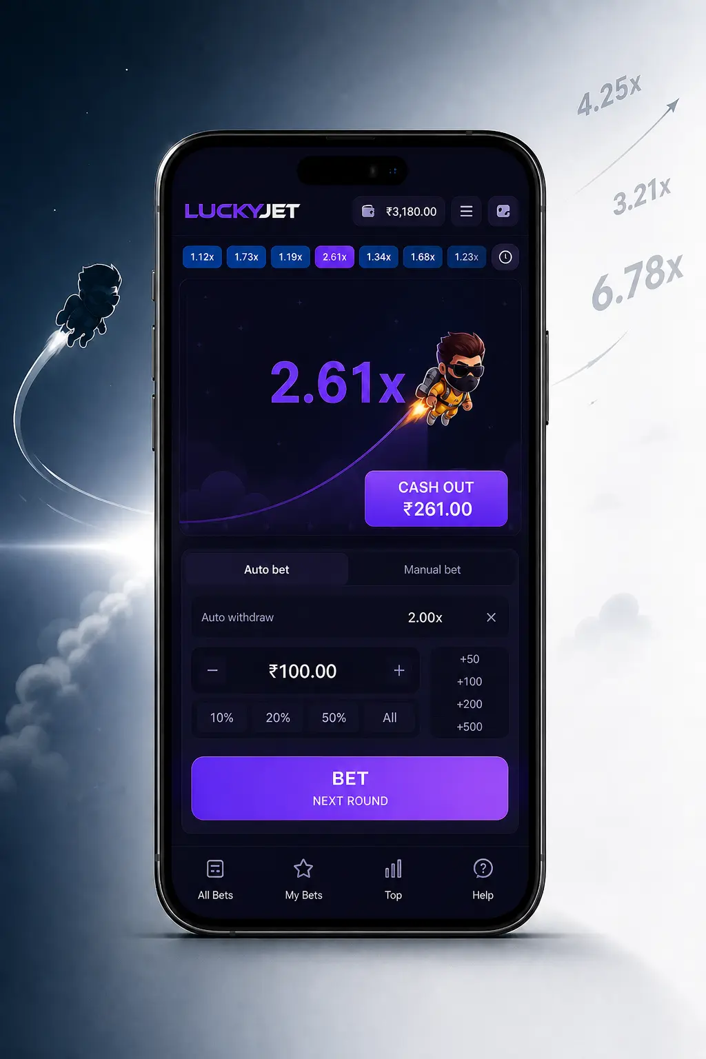 Captura de pantalla mostrando cómo retirar el pago en Lucky Jet durante una ronda activa en Stake