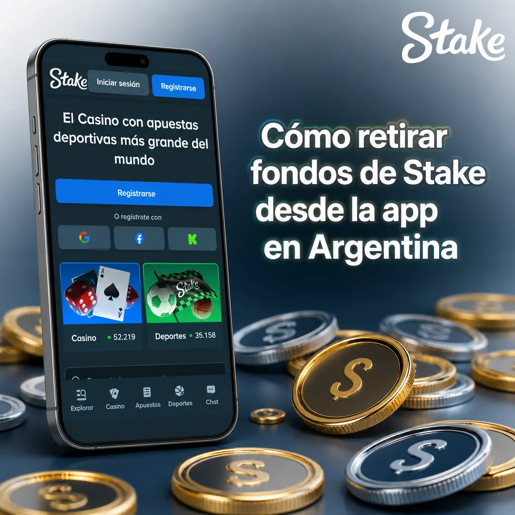 Pasos para retirar fondos de Stake desde el celular en Argentina: verificar cuenta, elegir método y confirmar el monto.