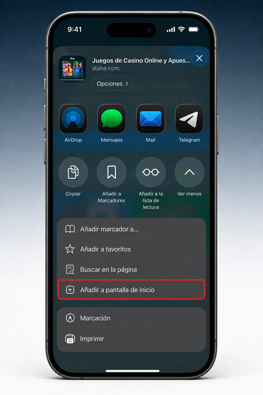 Pasos para instalar la PWA de Stake en iOS desde Safari, sin usar la App Store
