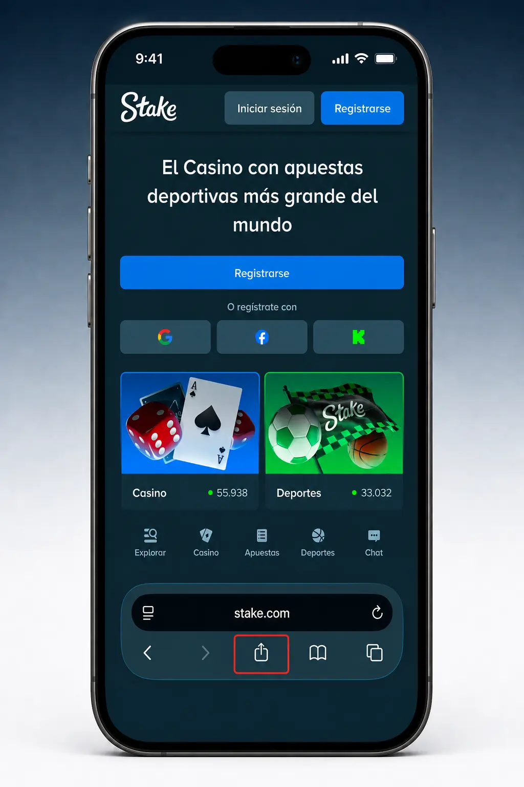 Pasos para instalar la PWA de Stake en iOS desde Safari, sin usar la App Store.