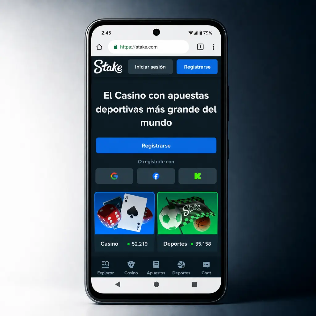 Pasos para descargar e instalar el APK de Stake en Android desde la pantalla de un celular