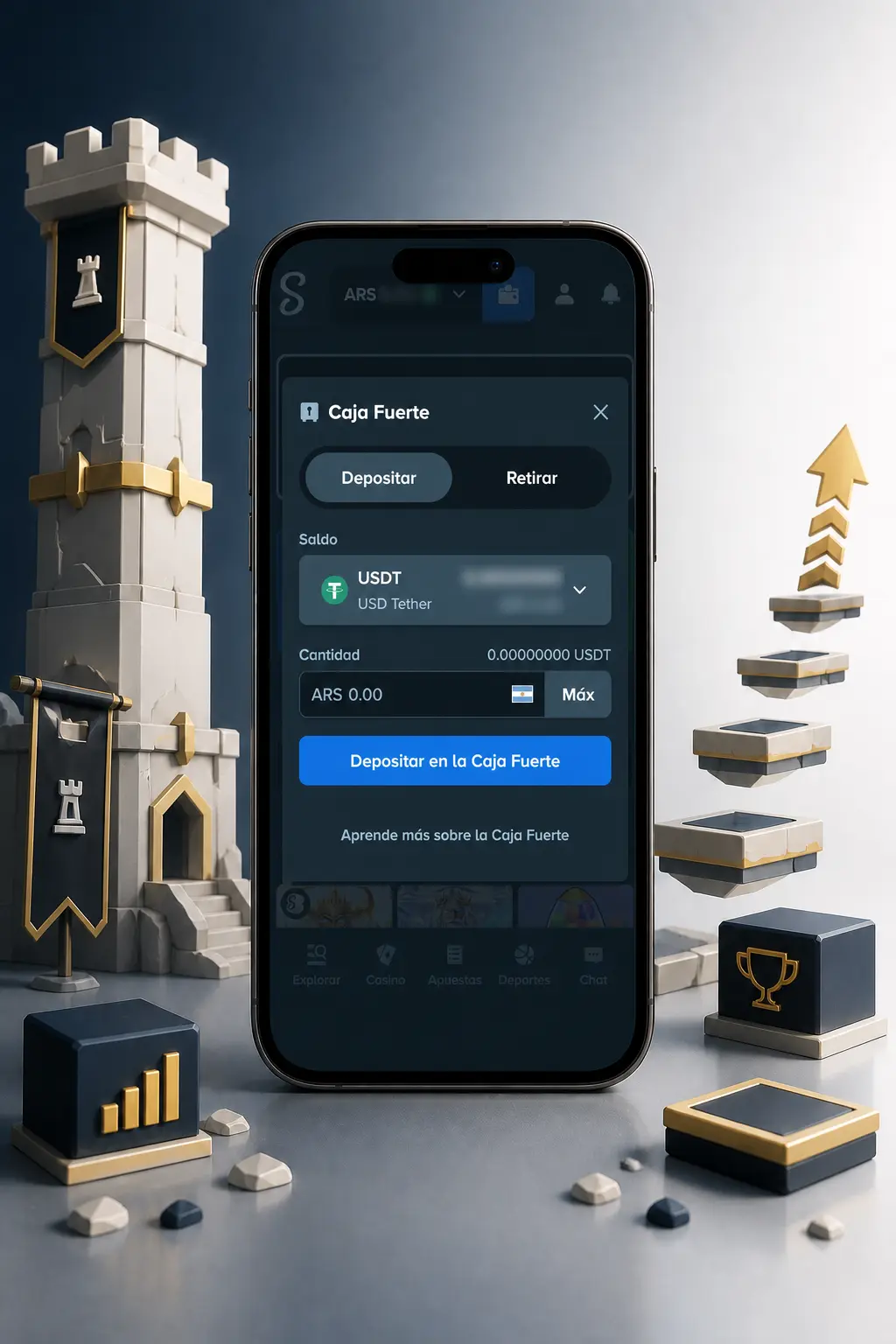 Captura de pantalla mostrando el paso 3 del registro en Stake: ingreso del código promocional en la app.