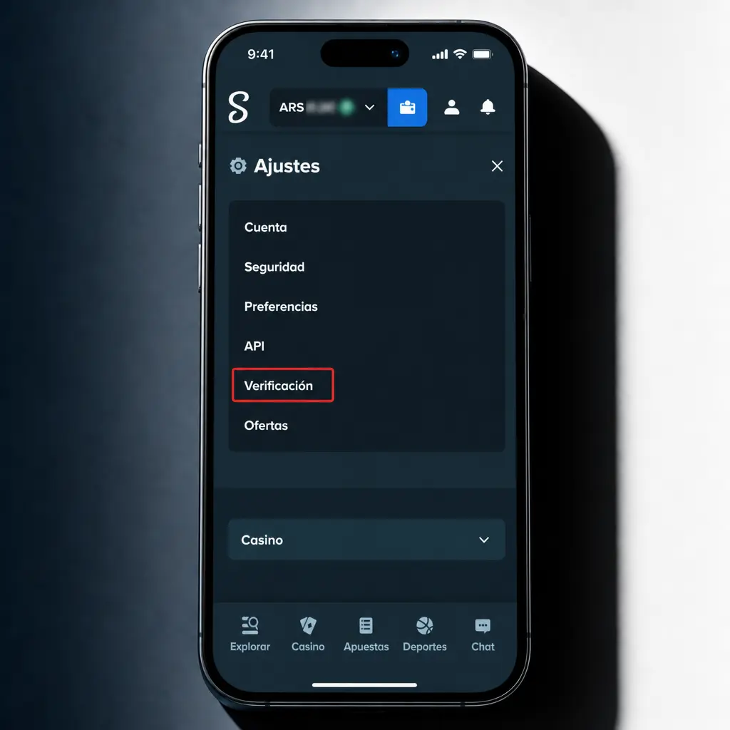 Guía paso a paso para verificar tu identidad en la cuenta de Stake mediante documentos y configuración de seguridad.