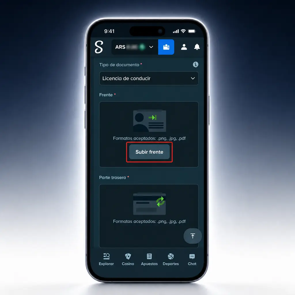 Pasos para verificar tu cuenta en Stake: documento de identidad, domicilio y método de pago desde tu perfil.
