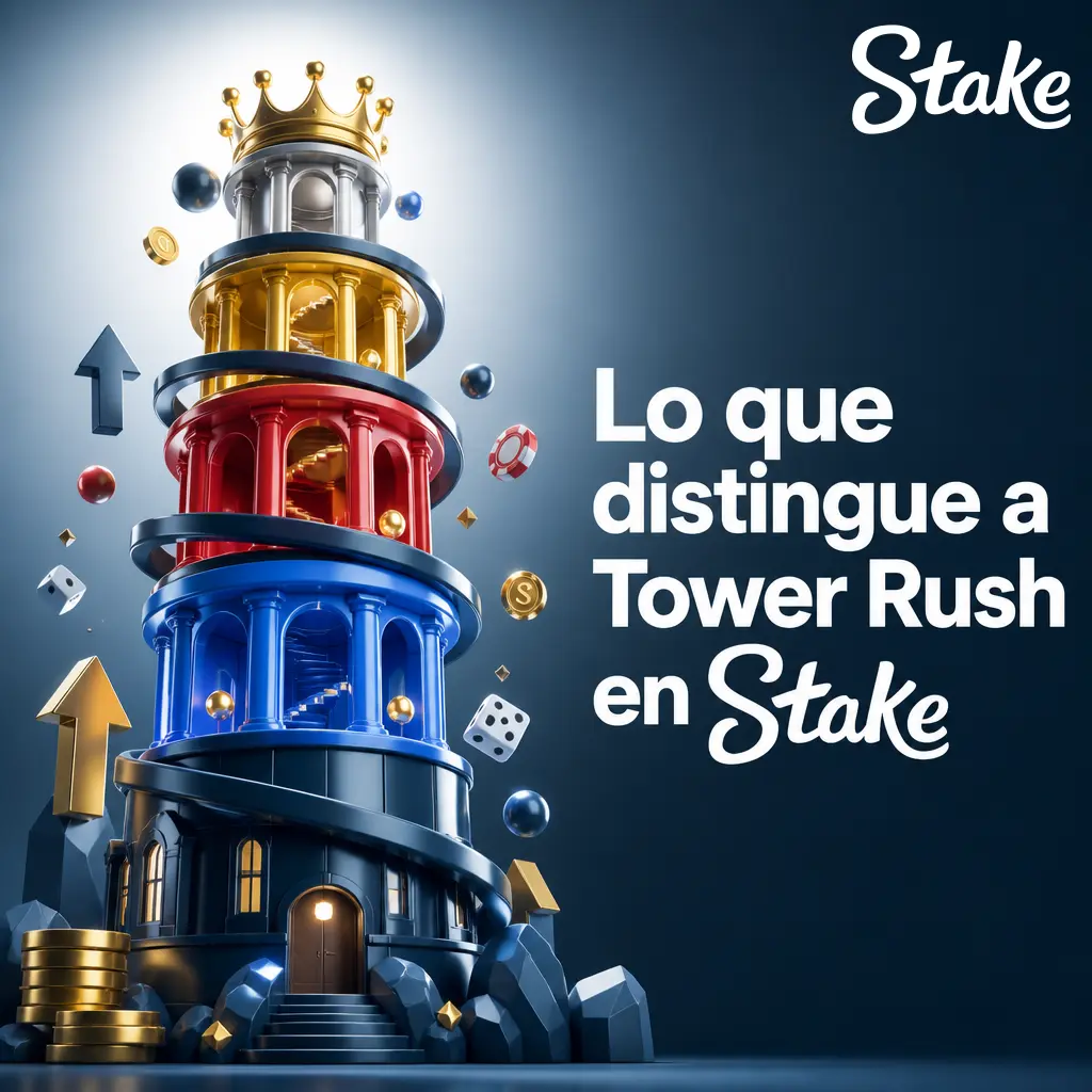 Tower Rush en Stake: juego de torre por niveles donde el riesgo elegido y el avance determinan el pago final.