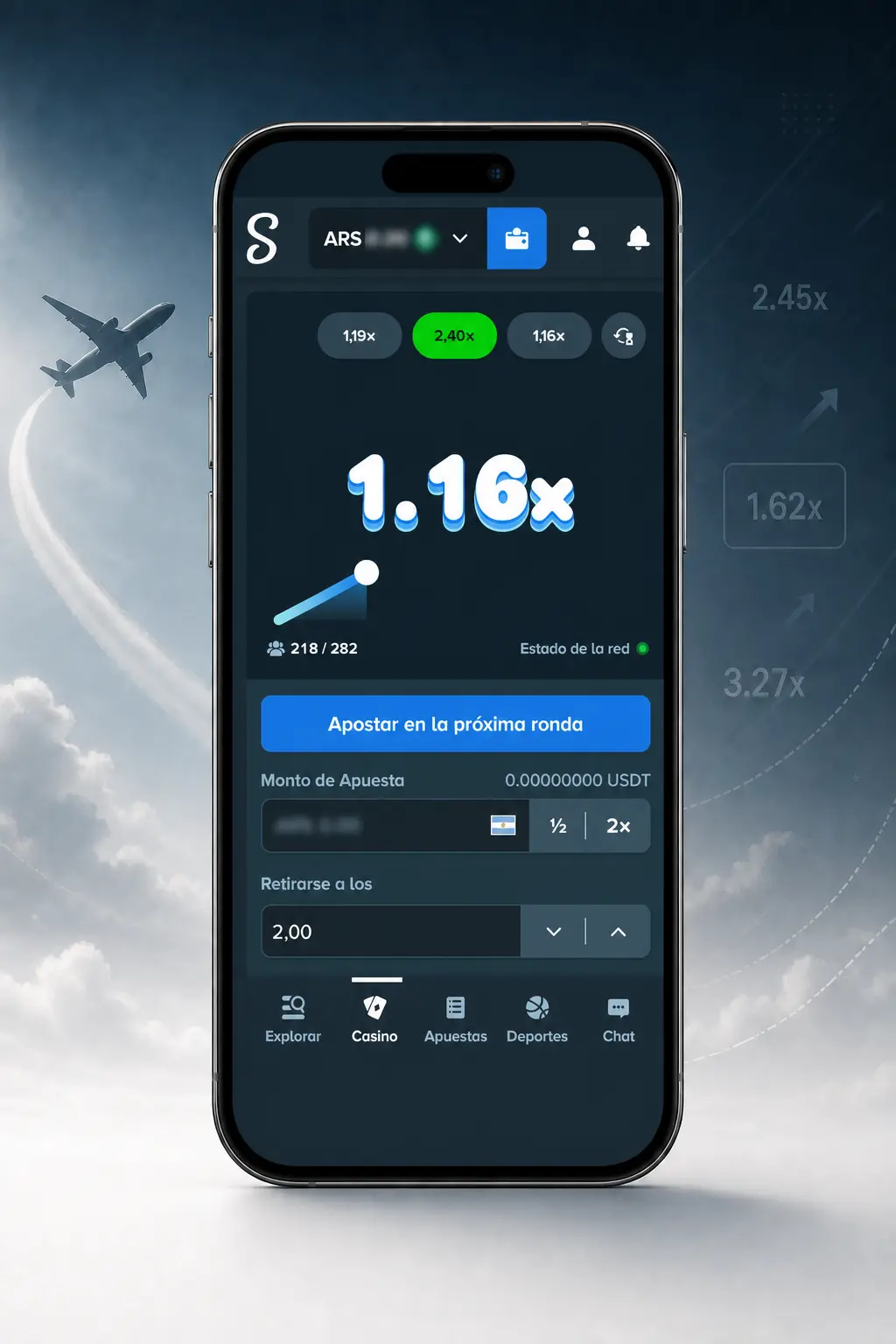 Captura de pantalla mostrando el acceso a Aviamasters en el casino online Stake tras completar el registro.