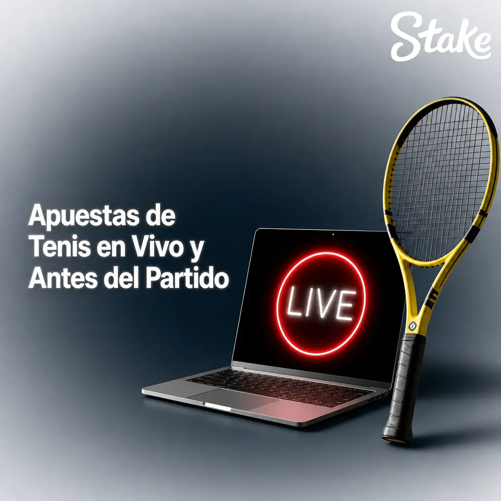 Apuestas de tenis en vivo y antes del partido en Stake, con cuotas actualizadas y estadísticas de saques y quiebres en tiempo real