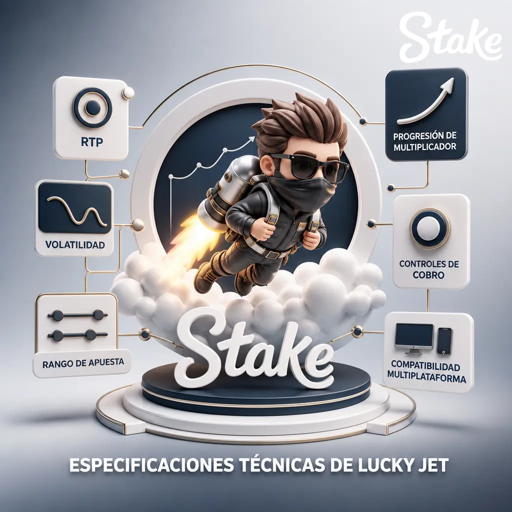 Tabla con las especificaciones técnicas de Lucky Jet: RTP, volatilidad, apuestas, multiplicador y modo demo