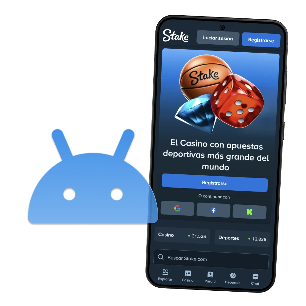Descarga la aplicación oficial de Stake para tu dispositivo móvil Android.