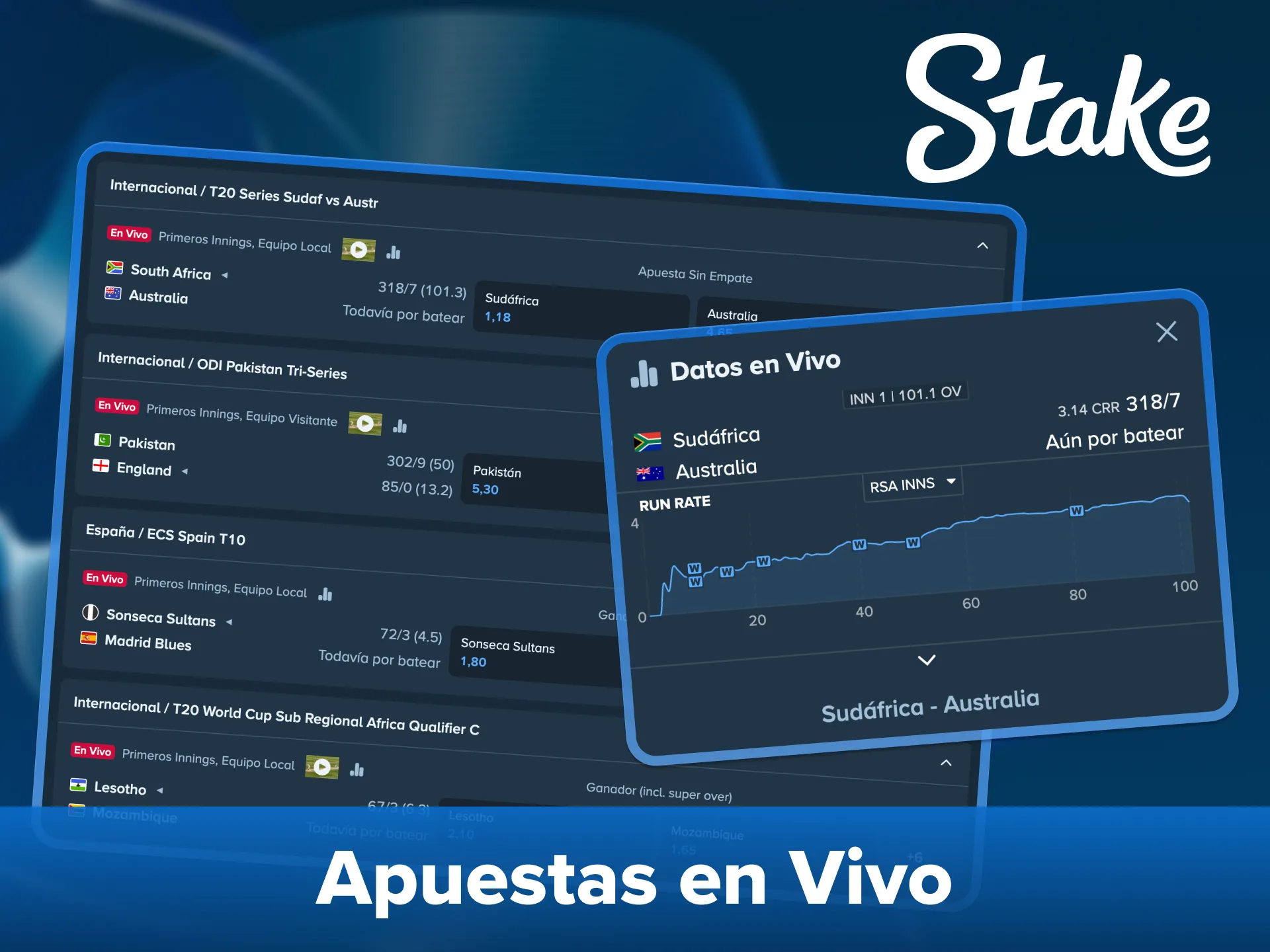 La plataforma en línea Stake te ofrece una función de apuestas en vivo.