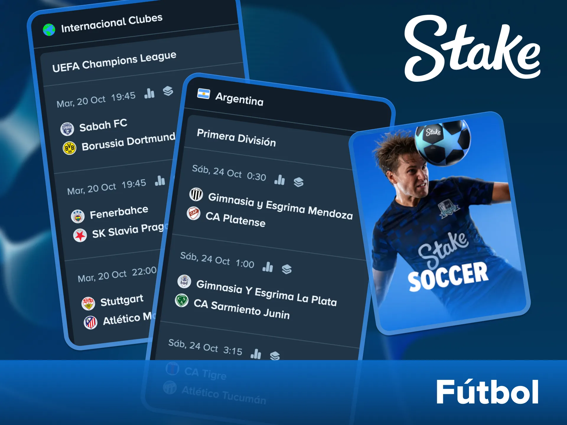Realiza apuestas en tus equipos de fútbol favoritos en la plataforma Stake.