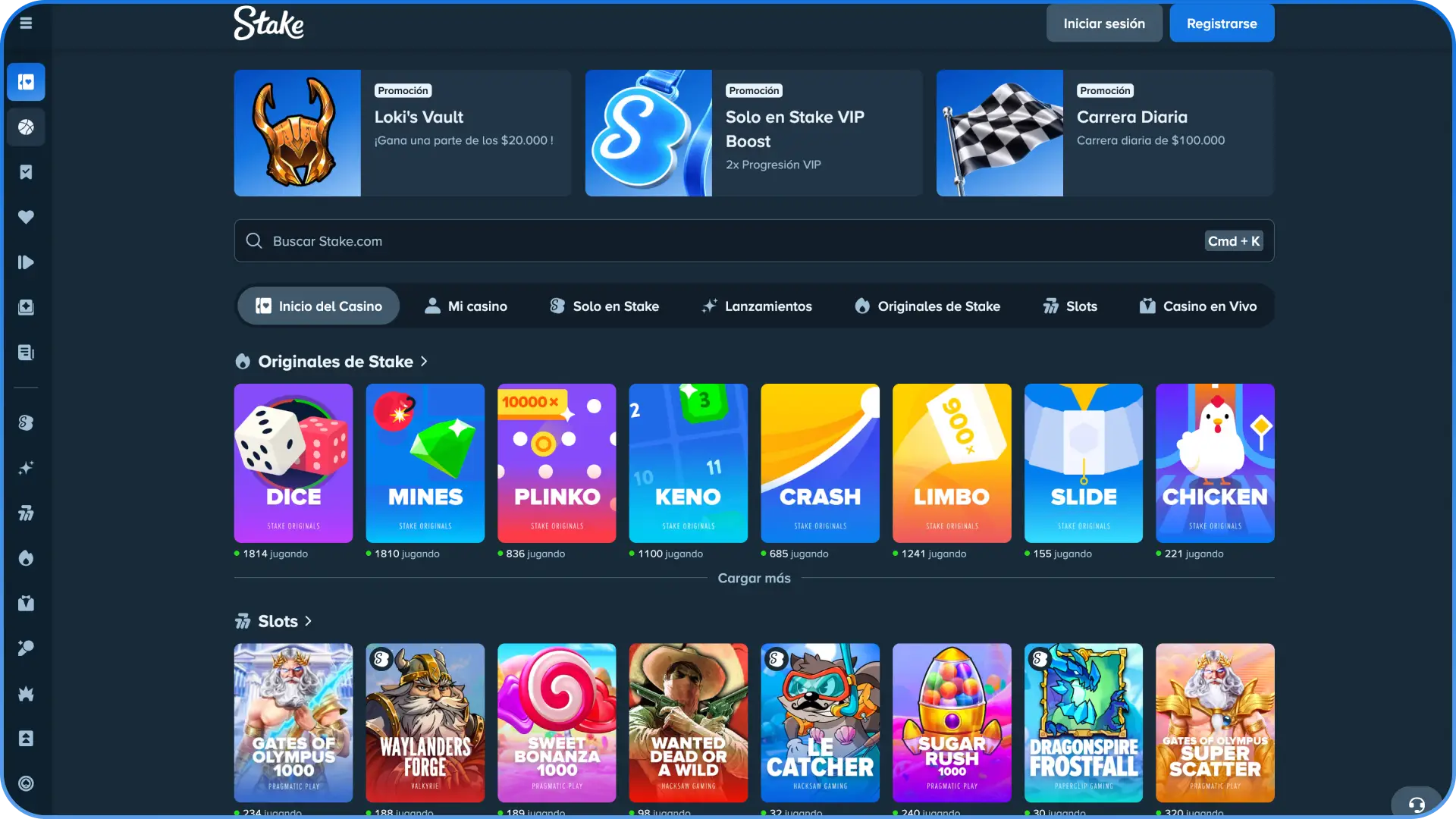Explora los juegos de casino disponibles en la plataforma Stake.