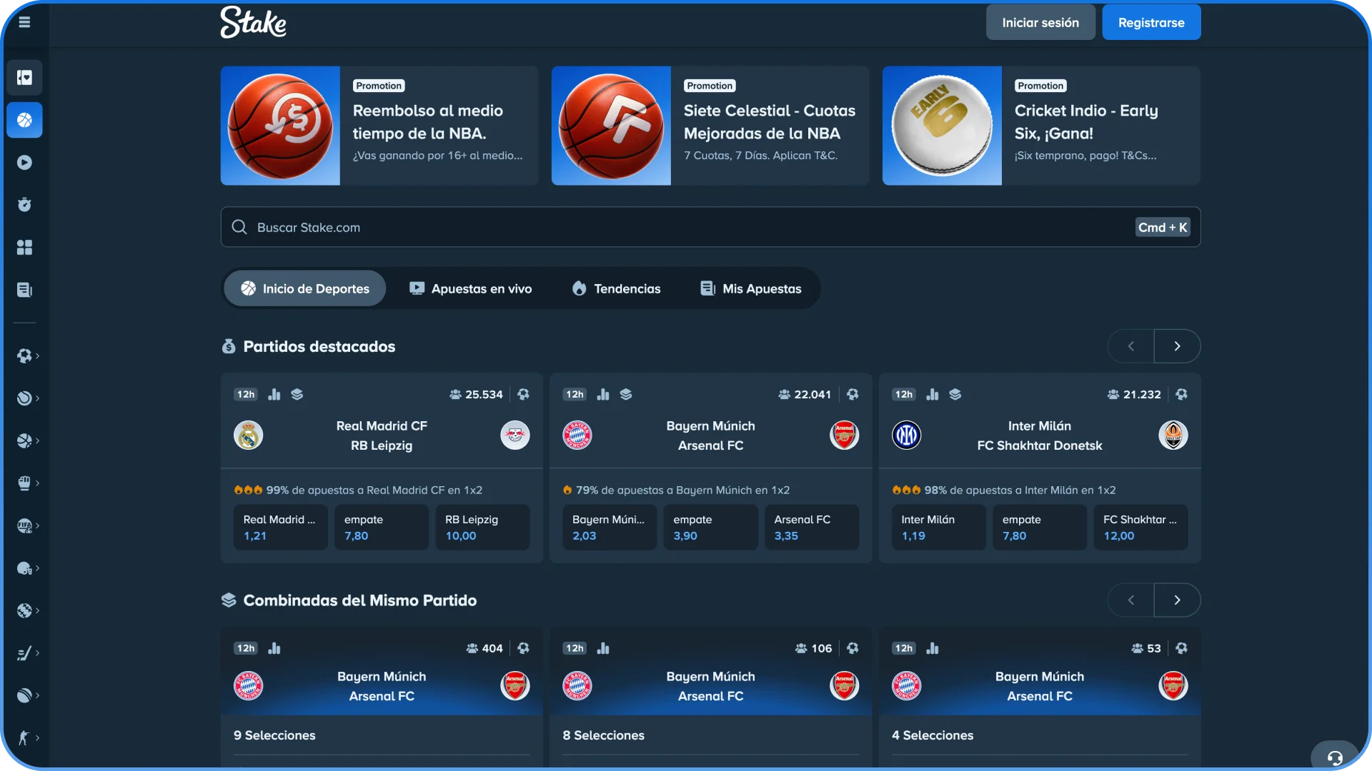 Selecciona torneos deportivos para realizar tus apuestas en Stake.
