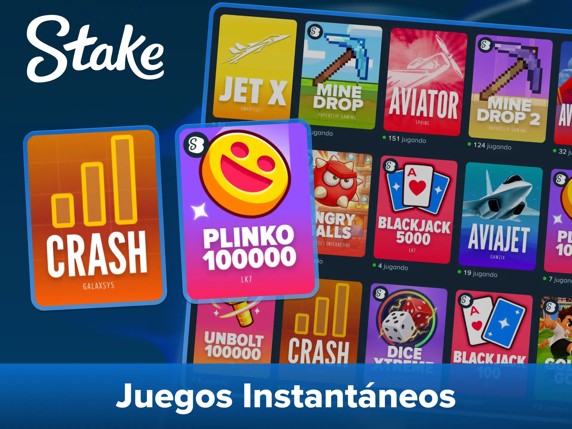 Disfruta jugando a juegos instantáneos en la plataforma de casino Stake.
