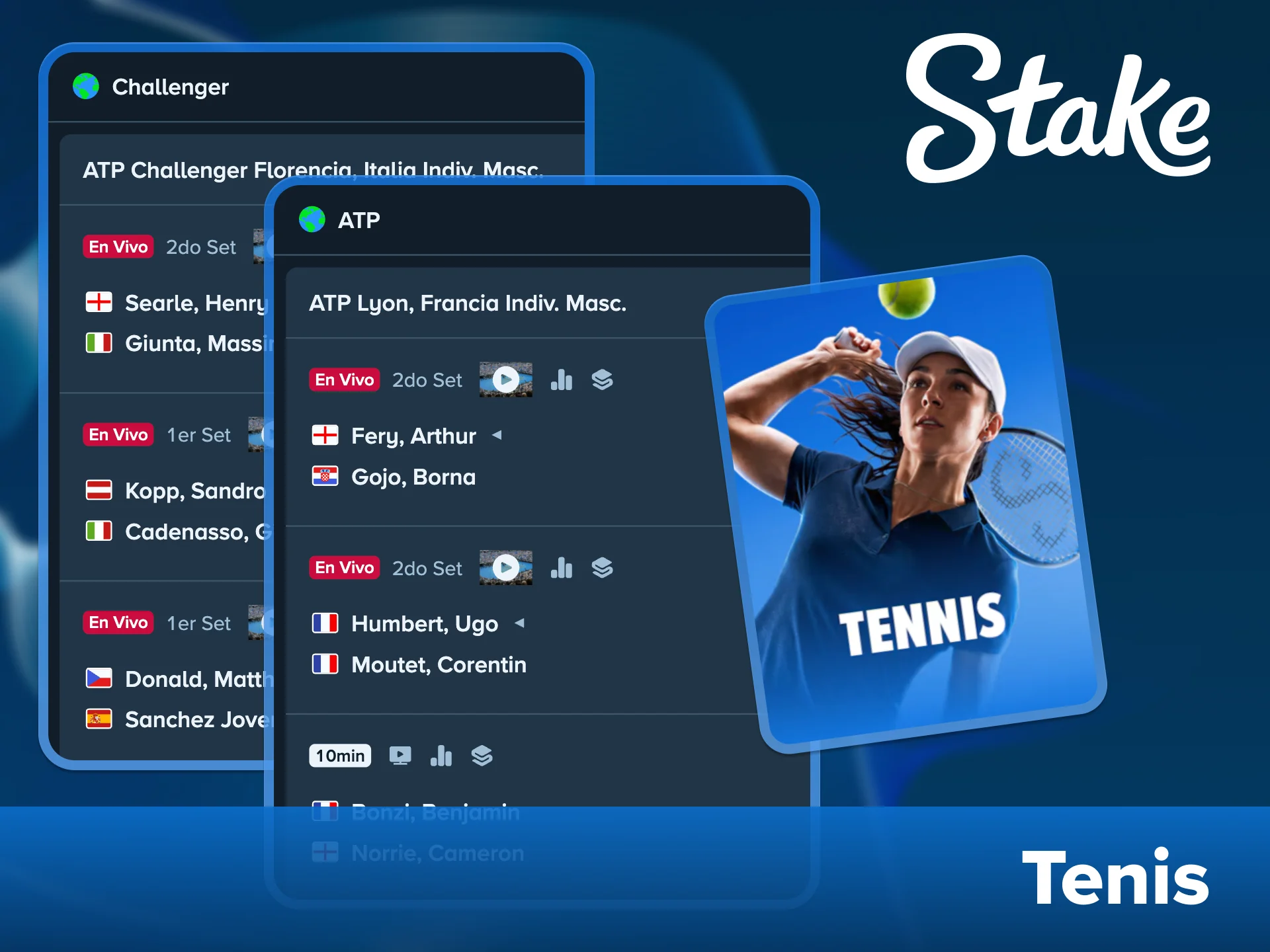 Empieza a apostar en torneos de tenis con la casa de apuestas Stake.